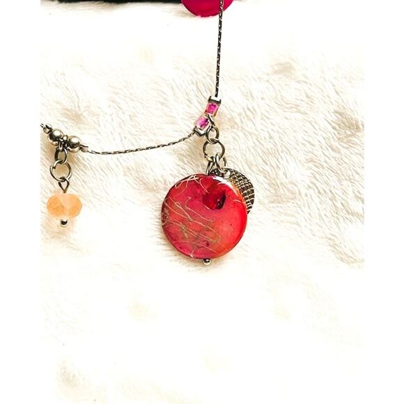 Vintage Multi-Strand Silver & Shades of Pink Beaded Necklace - Picture 7 of 7